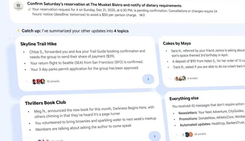 Gmail anuncia funciones Gemini para gestionar la bandeja de entrada y redactar correos