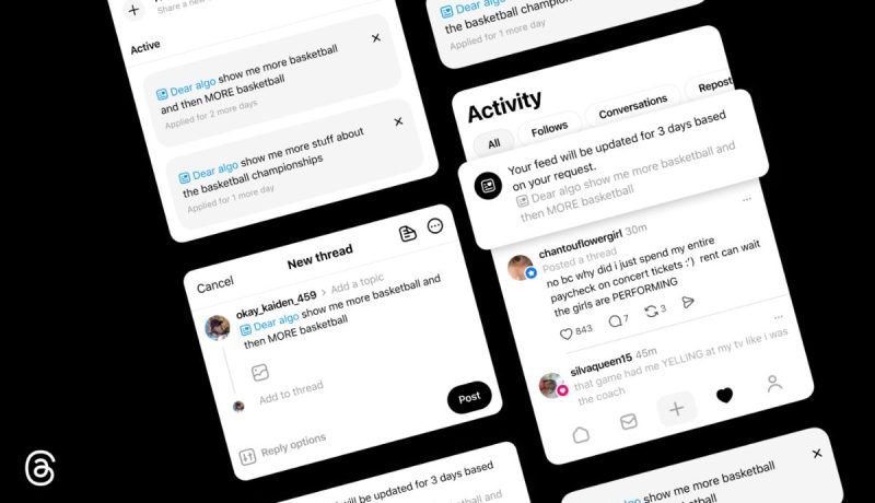 Threads lanza 'Dear Algo' para personalizar el feed con IA