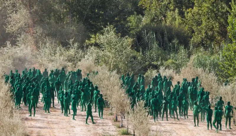 Cervezas Alhambra celebra su centenario con 1 000 voluntarios desnudos pintados de verde en Granada