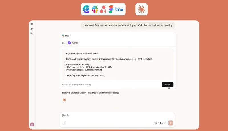 Claude anuncia extensión MCP para usar Slack, Figma, Canva y Asana dentro del chat