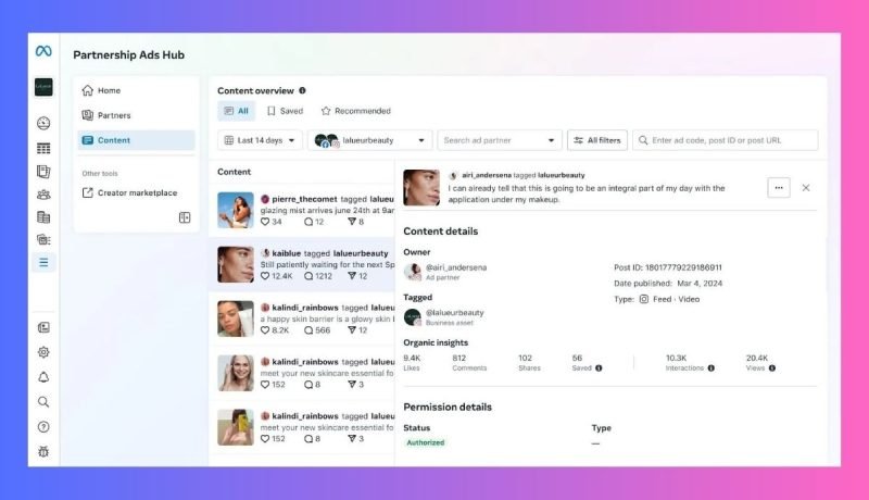 Meta lanza API de anuncios de colaboración y mejoras IA en Creator Marketplace